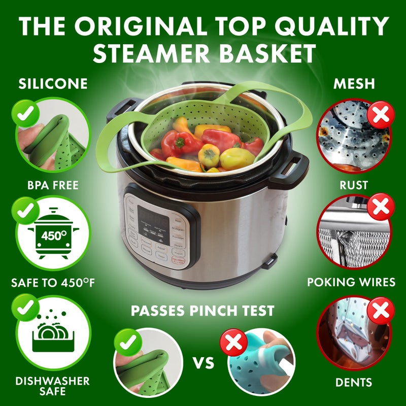 Avokado Silicone Steamer Basket for 6qt Instant Pot [3qt, 8qt avail], Ninja Foodi, Other Pressure Cookers - 100% Food Safe, BPA-Free, Dishwasher Safe Collapsible Vegetable Steamer Basket & Strainer - Image 2